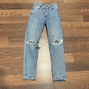 Stradivarius Light Blue Ripped Straight Leg Jeans